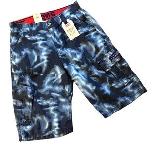 NWT-Levi’s-SZ: 14 - W-27 Relaxed Fit XX Cargo Tie-Dye Blue Shorts Boy’s Ret $42